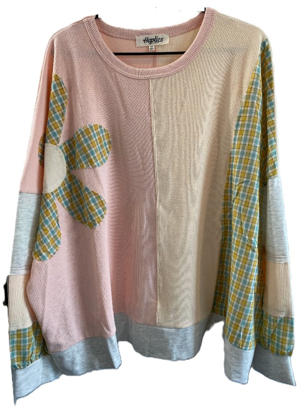 1XL HAPTICS Colorblock Oversized Pullover Top, Long Sleeve, NWOT